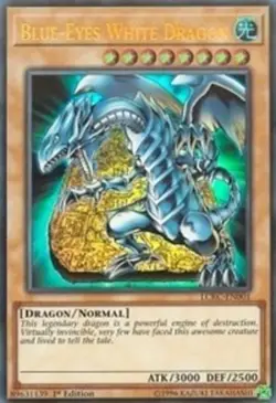 Lightly Played, English Yu Gi Oh Blue-Eyes White Dragon (Version 4) - LCKC-EN001 - Image 1