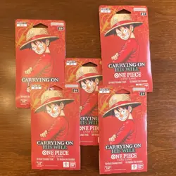 Bandai One Piece Card Game Carrying On His Will OP-13 - Lot of 5 Booster Packs - Image 1