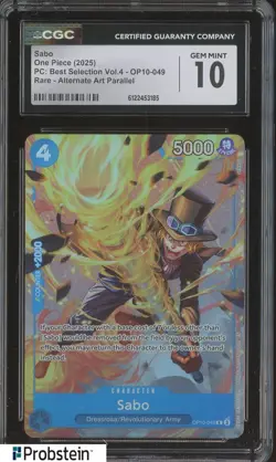 2025 One Piece PC Best Selection Vol.4 #OP10-049 Sabo Parallel CGC 10 - Image 1