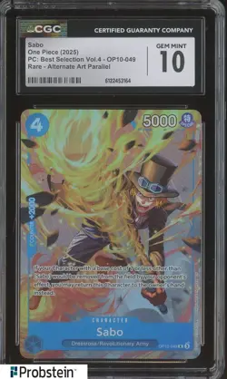 2025 One Piece PC Best Selection Vol.4 #OP10-049 Sabo Parallel CGC 10 - Image 1
