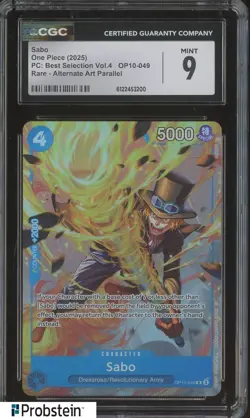 2025 One Piece PC Best Selection Vol.4 #OP10-049 Sabo Parallel CGC 9 - Image 1