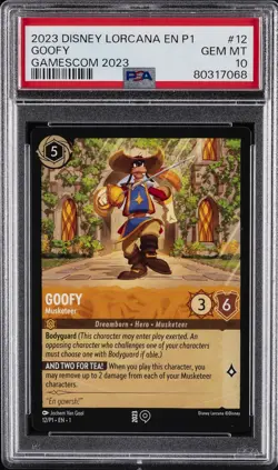 2023 DISNEY LORCANA EN P1-PROMO GAMESCOM 2023 #12 GOOFY - MUSKETEER PSA 10 - Image 1