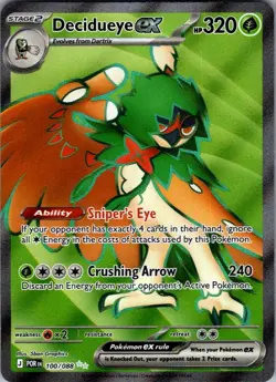 Decidueye GX Full Art Holo Pokemon Card 100/088 English Stage 2 Grass Type - Image 1