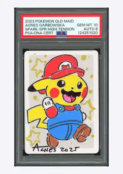 Pokemon PSA 10 AUTO 8 Spare Card Pikachu Agnes Garbowska 2023 Old Maid Japanese - Image 1