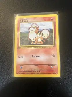 Growlithe (Fukano) 28/102 Base Set 1st Edition German Uncommon Pokemon Card - Image 1