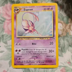 Pokemon Espeon 1/75 Neo Discovery Holo 80 HP Holo Rare Stage 1 English TCG Card - Image 1
