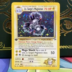 Lt. Surge's Magneton Holo SWIRL 1st Edition Gym Heroes 8/132 Pokemon Card LP + - Image 1