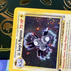 Lt. Surge's Magneton Holo SWIRL 1st Edition Gym Heroes 8/132 Pokemon Card LP + - Image 3