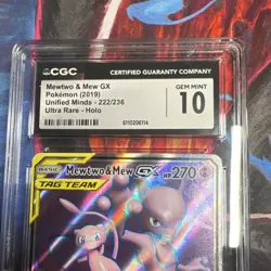 Pokemon Mewtwo & Mew GX 222/236 Unified Minds Ultra Rare Holo CGC 10 2019 - Image 4