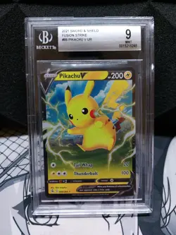 2021 SWSH Fusion Strike Pikachu V 86/264 BGS 9 Mint Pokemon - Image 1