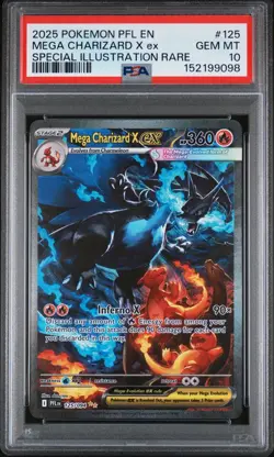 Pokemon 2025 Mega Charizard X EX 125 Phantasmal Flames SIR GEM MINT PSA 10 - Image 1