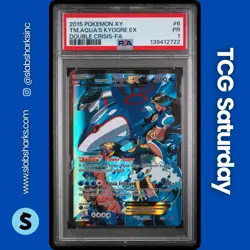 2015 POKEMON XY DOUBLE CRISIS #6 TEAM AQUA'S KYOGRE EX FULL ART PSA 1 - Image 1