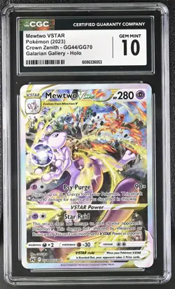 Mewtwo VSTAR Pokemon Crown Zenith GG44/GG70 Galarian Gallery CGC Gem Mint 10 - Image 1