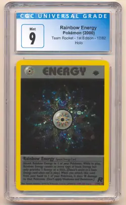 2000 POKEMON TEAM ROCKET 1ST EDITION RAINBOW ENERGY HOLO #17/82 CGC 9 - Image 1