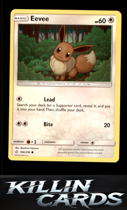 Eevee - 166/236 166/236 Pokemon Common SM - Cosmic Eclipse Card NM - Image 1