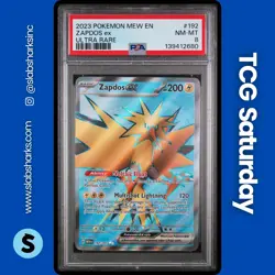2023 POKEMON SV 151 #192/165 ZAPDOS EX FULL ART ULTRA RARE PSA 8 - Image 1