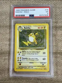 Graded PSA 5 1999 Pokemon Game - Raichu - Holo - Image 1