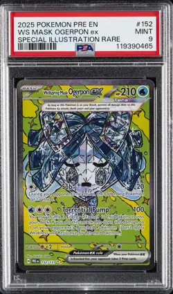 2025 POKEMON PRE EN-PRISMATIC EVOLUTIONS #152 WELLSPRING MASK OGERPON EX PSA 9 - Image 1