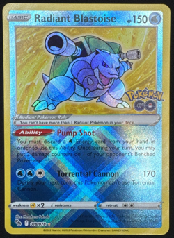RADIANT BLASTOISE 018/078 NM RADIANT RARE POKEMON GO POKEMON 2022 - Image 1