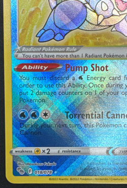 RADIANT BLASTOISE 018/078 NM RADIANT RARE POKEMON GO POKEMON 2022 - Image 5