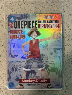 Bandai Namco One Piece Card Monkey.D.Luffy US Voyage Promo Holo P-055 5000 - Image 1