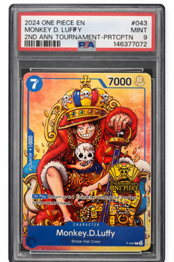 2024 One Piece P-043 Monkey.D.Luffy 2nd Anniversary Tournament PSA 9 - Image 1