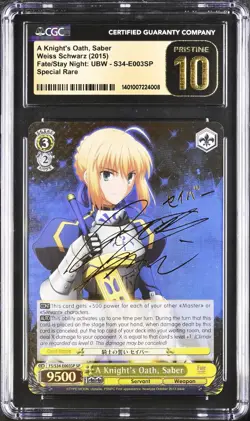 Weiss Schwarz Fate/stay night CGC 10 A Knight's Oath, Saber FS/S34-E003SP SP - Image 1