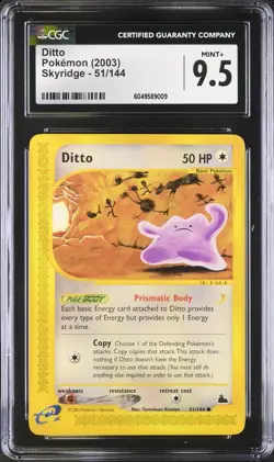 CGC 9.5 MINT + Ditto 51/144 Skyridge Vintage WOTC 2003 Pokemon Card - Image 1
