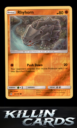 Reverse Holofoil Rhyhorn (92) 92/214 Pokemon Common SM - Unbroken Bonds Card NM - Image 1