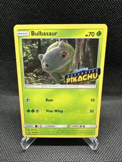 Detective Pikachu Bulbasaur Pokemon TCG Sun & Moon Promo Holo Card SM198 - Image 1