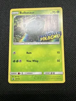 Detective Pikachu Bulbasaur Pokemon TCG Sun & Moon Promo Holo Card SM198 - Image 3