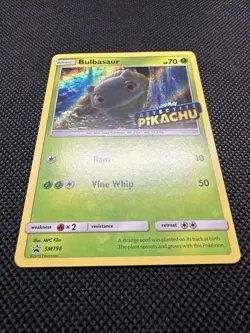 Detective Pikachu Bulbasaur Pokemon TCG Sun & Moon Promo Holo Card SM198 - Image 4