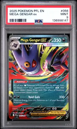 2025 POKEMON PFL EN-PHANTASMAL FLAMES #056 MEGA GENGAR EX PSA 9 - Image 1