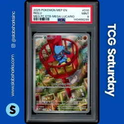2025 POKEMON MEP BLACK STAR PROMO MEGA EVOLUTION ETB LUCARIO #010 RIOLU PSA 9 - Image 1