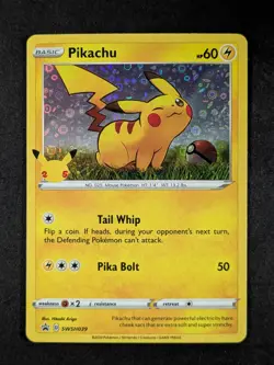 2021 Pokemon PIKACHU #SWSH039 Black Star Promo Unlimited Sequin Holo English (B) - Image 1