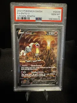 2023 POKEMON SWORD & SHIELD CROWN ZENITH #GG36 FULL ART/ENTEI V PSA 10 - Image 1
