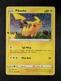 2021 Pokemon PIKACHU #SWSH039 Black Star Promo Unlimited Sequin Holo English - Image 1