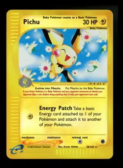#2 Pichu 58/165 Expedition 2002 Reverse Holo E-Series Vintage Pokemon Card TCG - Image 1