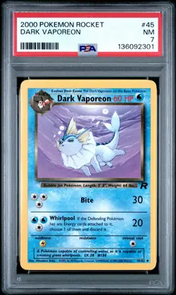 2000 POKEMON ROCKET #45 DARK VAPOREON PSA 7 - Image 1
