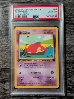 2000 Pokemon Rocket Slowpoke 1st Edition #67 PSA 10 Gem Mint - Image 1