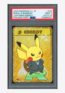 Pokemon PSA 9 AUTO 10 Lightning Energy Holo Rosa La Barbera 2023 #LIG CLL JPN - Image 1