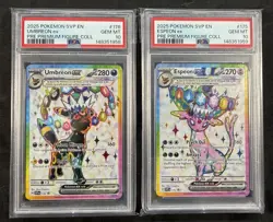 2025 POKEMON SVP EN-SV BLACK STAR PROMO 175 176 UMBREON ESPEON SEQUENTIAL PSA 10 - Image 1