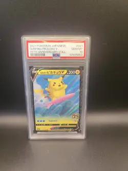 2021 Pokemon Japanese 25th Anniversary, Surfing Pikachu V #21 in a PSA 10 - Image 1