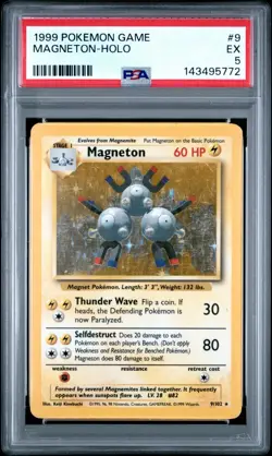 1999 POKEMON BASE SET UNLIMITED #9 MAGNETON-HOLO PSA 5 - Image 1