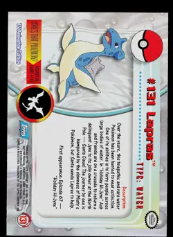 PPokemon Card - Topps Non Foil TV Animation Edition Lapras #131 - Image 2