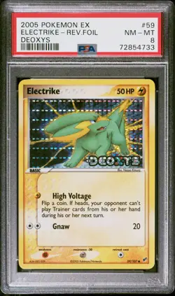 Pokemon Card Electrike 59/107 Reverse Holo EX Deoxys PSA 8 NM-MT - Image 1