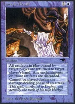 Hurkyl's Recall Antiquities Magic mtg Light Play, English x1 - Image 1