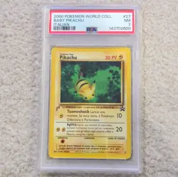 Pokemon Baby Pikachu 27 Italian 2000 World Coll. Black Star Promo Regular PSA 7 - Image 1