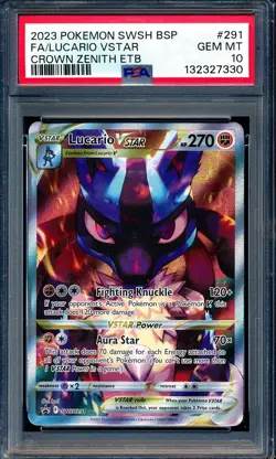 Lucario VSTAR 2023 Pokemon Crown Zenith #291 ETB Promo Full Art PSA 10 - Image 1