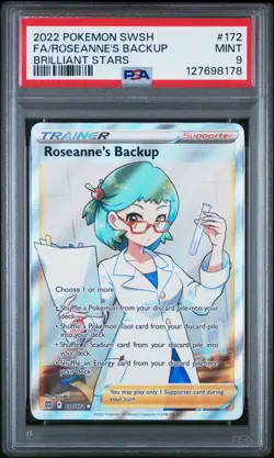 2022 POKEMON SWORD & SHIELD BRILLIANT STARS FULL ART/ROSEANNE'S BACKUP PSA 9 - Image 1